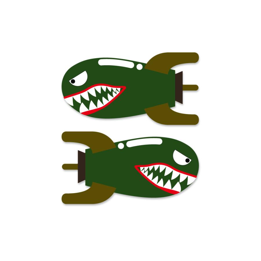 ワンポイント ロケットミサイルシャーク ステッカー 左右セット