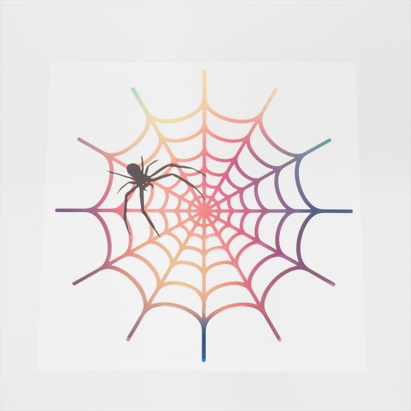 マットゴールド素材) スパイダーステッカー 15cm 蜘蛛 クモ 巣 蜘蛛の