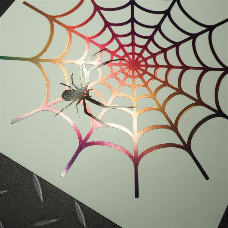 マットゴールド素材) スパイダーステッカー 15cm 蜘蛛 クモ 巣 蜘蛛の