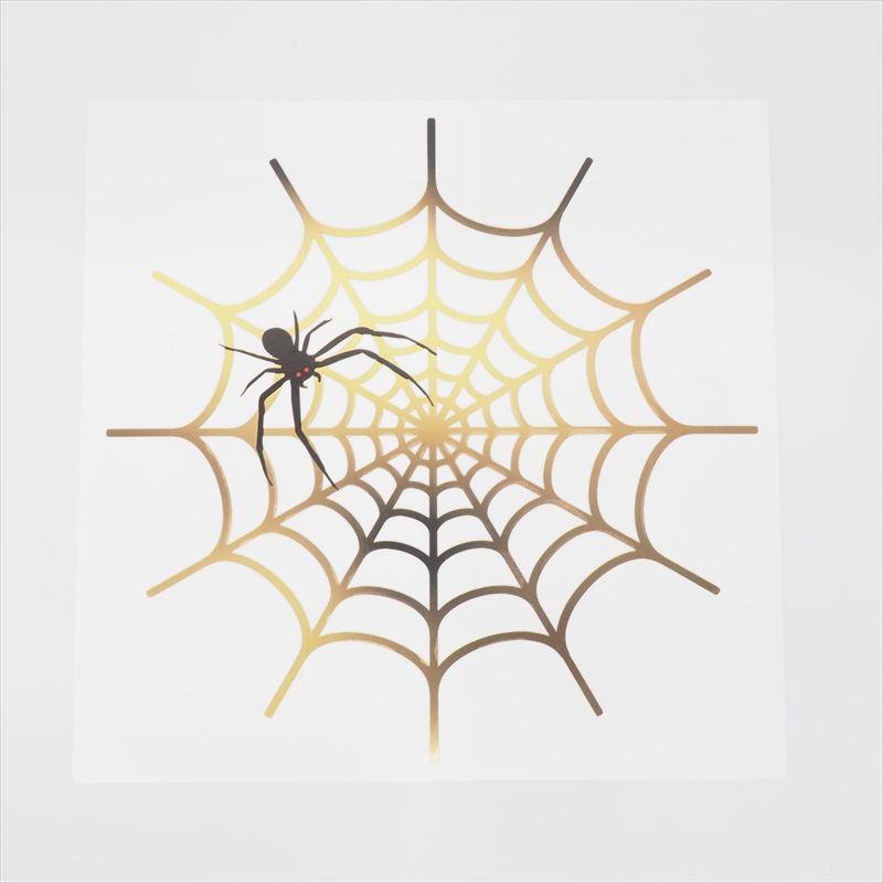 マットゴールド素材) スパイダーステッカー 15cm 蜘蛛 クモ 巣 蜘蛛の