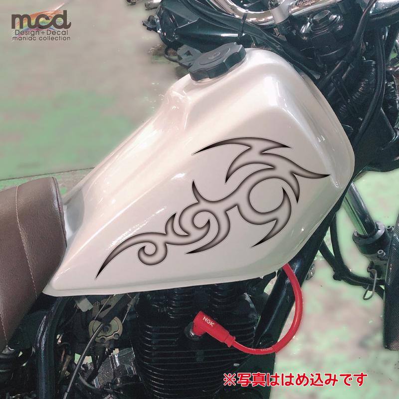 透明）汎用 トライバルステッカー クリアブラック タンク カウル