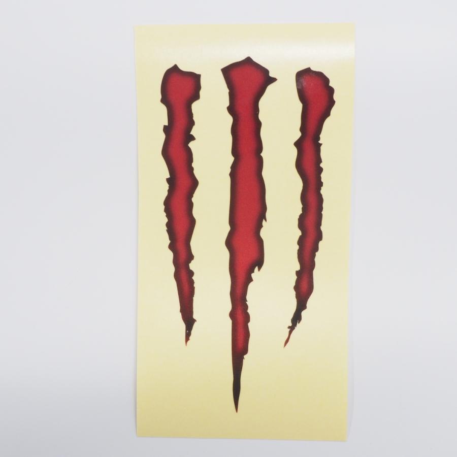 反射素材 傷跡 爪痕 カッティング ステッカー 12cm 赤 ツヤ有 ラミネート済 車 バイク シール デカール アメリカン 簡単 本物保証