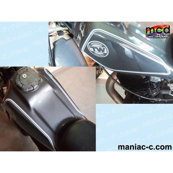 TW200/225 タンク デカール 透明ステッカー 白ライン : マニアック