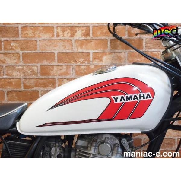 SR400 タンク　レッド&ホワイトステッカー　自家塗装 SR400タンク デカール ステッカー MCDtypeHCF 赤 : マニアック