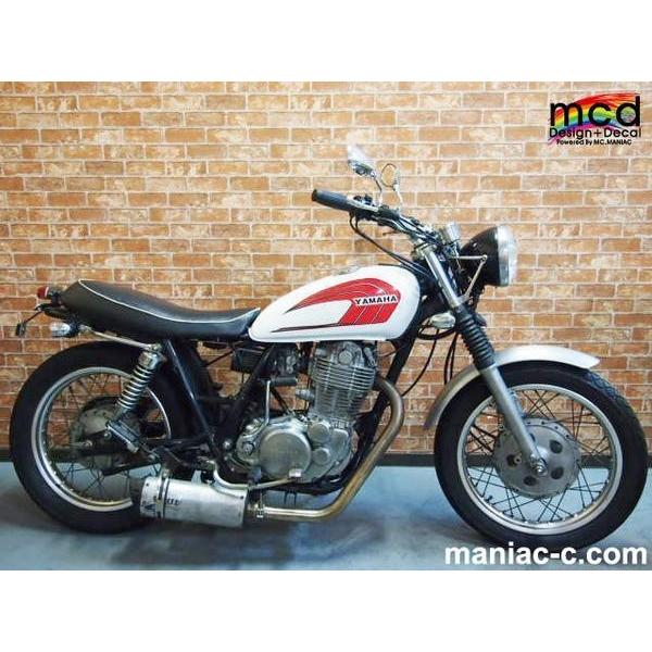 SR400 タンク　レッド&ホワイトステッカー　自家塗装 SR400タンク デカール ステッカー MCDtypeHCF 赤 : マニアック