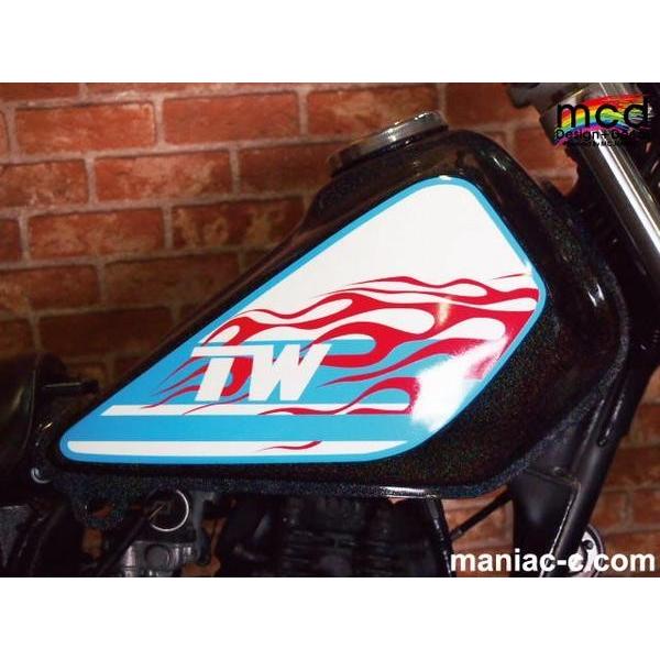 TW200用 タンク デカール ステッカー ファイヤーパターン黒 225