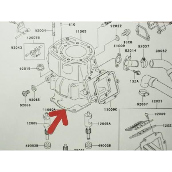 KDX250R シリンダーベース ガスケット KDX250-D1/D2/D3/D4