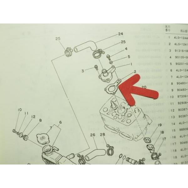 RZ250 88年 ラジエターホースジョイント ガスケット 4L3 : マニアック