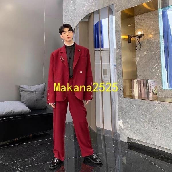 希少NO ID セットアップフリンジチェック韓国柄奇抜