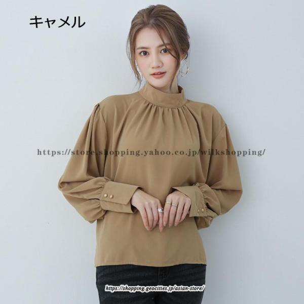 シャツ ブラウス ボリューム袖ハイネックブラウス レディース シフォン バブルスリーブ 長袖 オフィス カジュアル ビジネス 通勤 フェミニン 20代30代40代50代　 | ブランド登録なし | 17