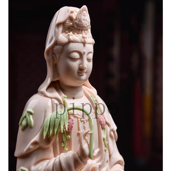 仏像「観世音菩薩」 蓮の花 観音 28cm 陶磁器 繊細 極上珍品 仏像「観世音菩薩」 蓮の花 観音 28cm 陶磁器 繊細 極上珍品