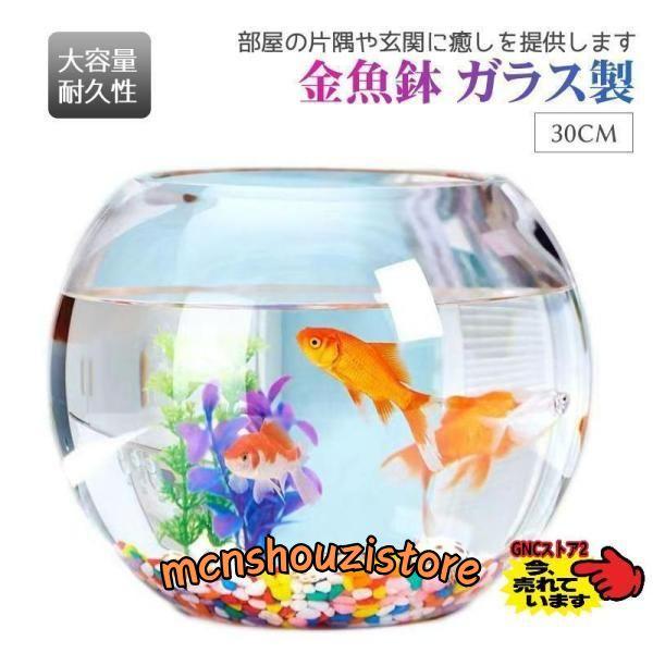 30cm 金魚鉢 ガラス製 透明 丸 鉢 和風 可愛い ミニ水槽 おしゃれ 多機能 観葉植物を入れて 万能ガラス容器 大容量 金魚 ベタ メダカ アカヒレなど 砂あび | ブランド登録なし