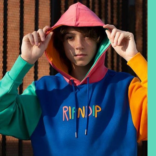 color block multi panel hoodie