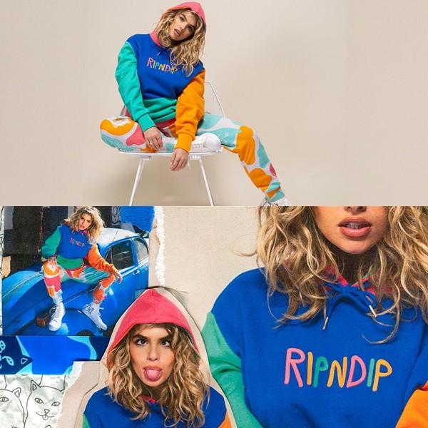 color block multi panel hoodie