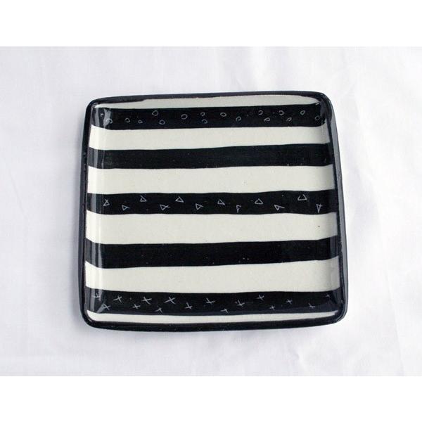 【※代金引換不可・メーカー直送の為、送料は後日別途ご連絡】スクエアプレート20cm　made in japan ボーダーシリーズ | 