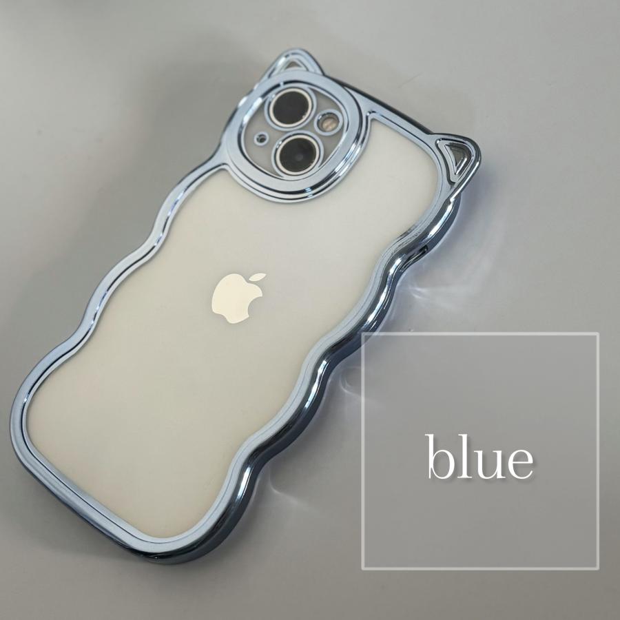 iPhone12 13 14 スマホケース うねうね なみなみ 猫耳 ケース メッキ かわいい ウェーブ クリア 透明 可愛い おしゃれ SNS 大人かわいい 女子 猫 波 雲 |  | 05