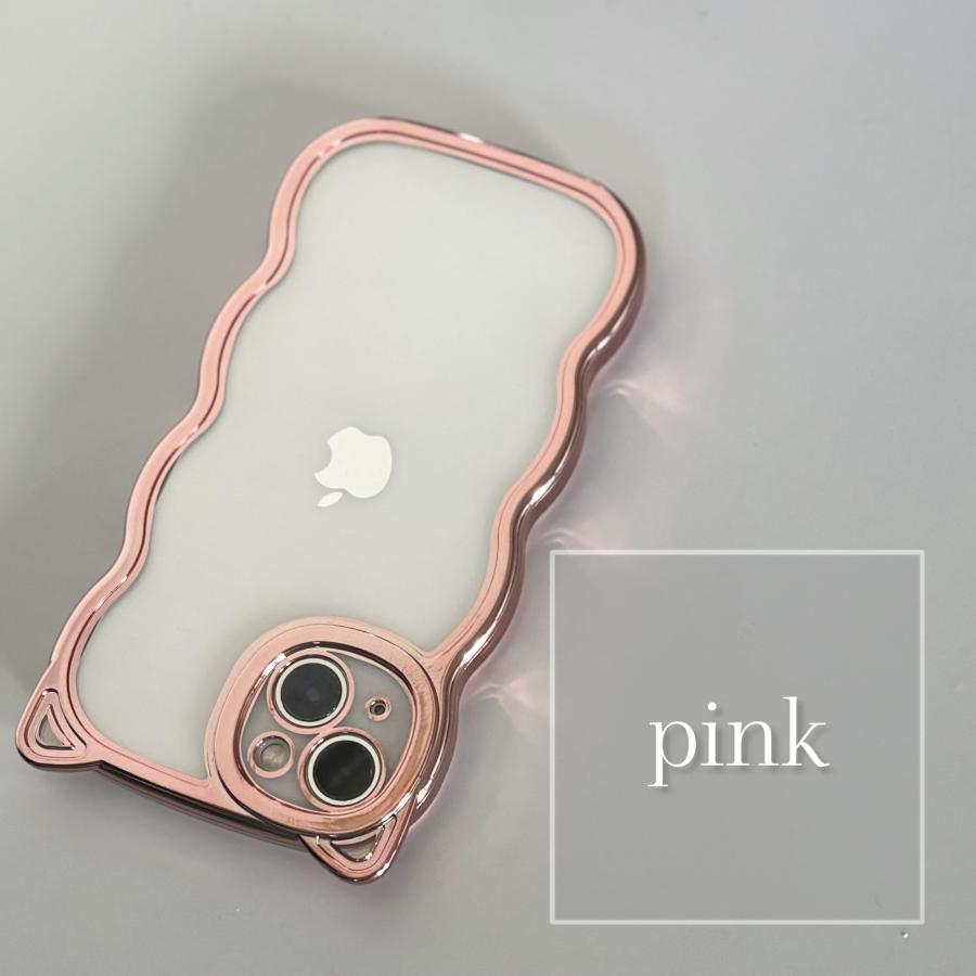 iPhone12 13 14 スマホケース うねうね なみなみ 猫耳 ケース メッキ かわいい ウェーブ クリア 透明 可愛い おしゃれ SNS 大人かわいい 女子 猫 波 雲 |  | 06