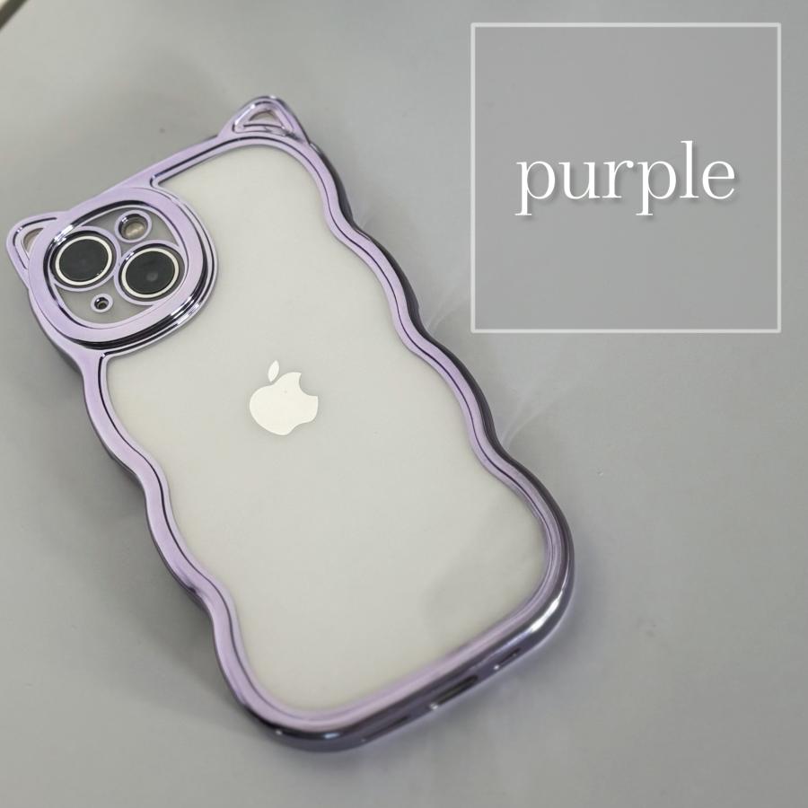 iPhone12 13 14 スマホケース うねうね なみなみ 猫耳 ケース メッキ かわいい ウェーブ クリア 透明 可愛い おしゃれ SNS 大人かわいい 女子 猫 波 雲 |  | 07