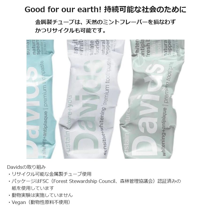 Davids デイヴィッズ ホワイトニングトゥースペースト（ペパーミント）149g&times;2個セット 歯磨き粉 歯みがき粉
