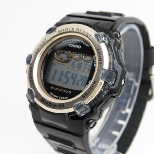 レディース 腕時計 7年保証 カシオ BABY-G ソーラー 電波 BGR-3003U-1JF 正規品 CASIO ブラック×ゴールド｜mcoy｜02