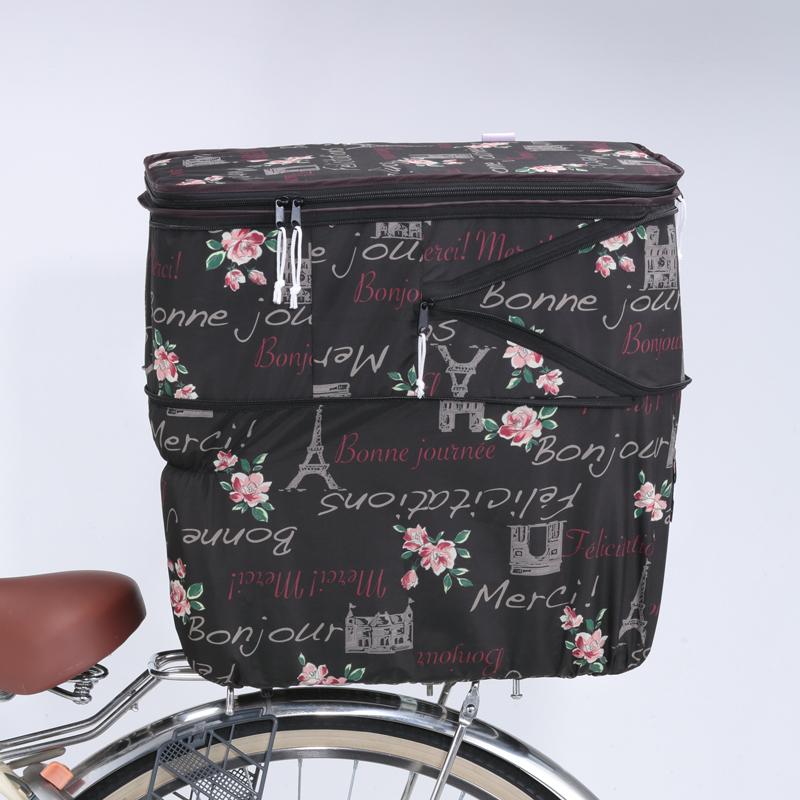 前後開閉自由自在！ 二段式後ろかごカバー フレンチブラウン 自転車 カゴカバー リア用 撥水、防水機能付き 電動アシスト自転車 オシャレ 自転車 |  | 02