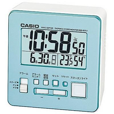 カシオ 電波時計 コンパクト 置時計 デジタル 目覚まし時計 大型液晶 (CL15JL04) 温度 湿度計 LED ライト付き CASIO 小型 旅行用 目覚まし時計 トラベルクロック
