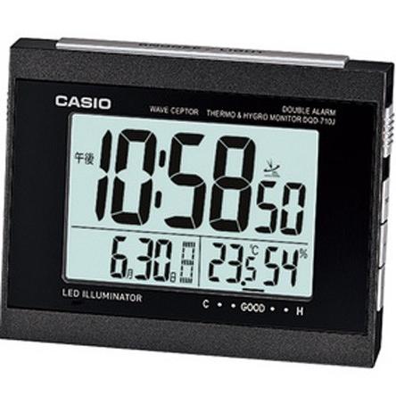 カシオ 電波時計 置時計 デジタル 目覚まし時計 コンパクト (CL15JU12BLK) 日付 曜日 カレンダー 温度 湿度計 LED ライト付き CASIO 小型 卓上 電波 置き時計