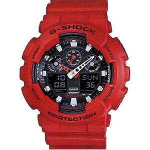 カシオ G-SHOCK スポーツウォッチ 20気圧防水 デジタル アナログ 腕時計 レッド (GA-100B-4AJF) 速度計測機能 ストップウォッチ LEDライト ランニングウォッチ