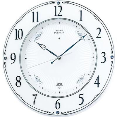 壁掛け時計 電波時計 アナログ 掛け時計 おしゃれな ホワイト 白 木枠ケース 見やすい アラビア数字 セイコー 秒針の音がしない 連続秒針 静かな 電波掛け時計 Supersport Tn