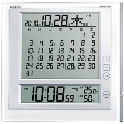 SEIKO 電波時計　置き型　壁掛け アラーム機能つき 壁掛け時計 電波時計 デジタル 掛け時計 見やすい 大型液晶 アラーム
