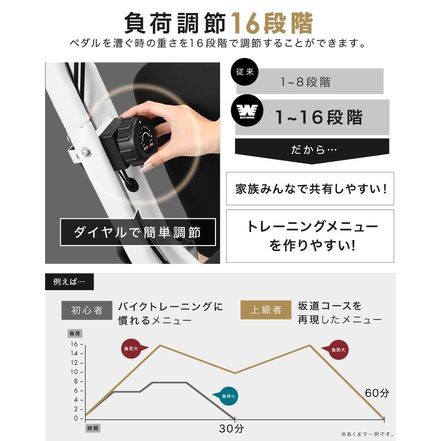 2年保証付き／ フィットネスバイク エアロ バイクビクス ホワイト 16
