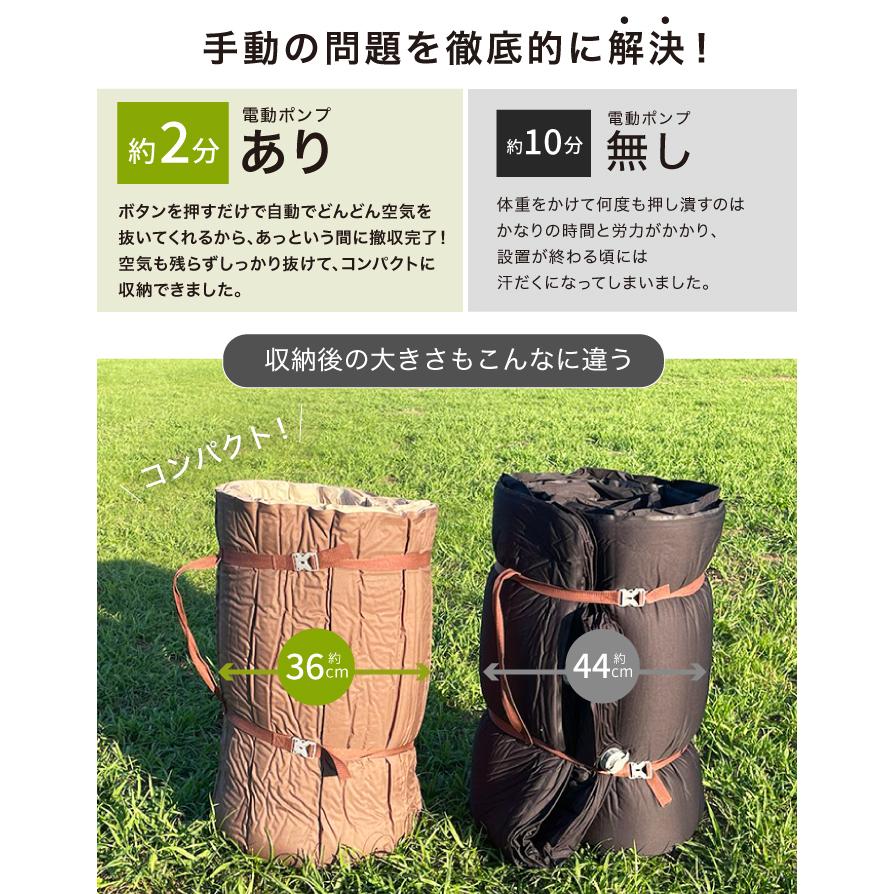 電動 インフレーターマット 電動ポンプ内蔵 厚手10CM キャンプマット