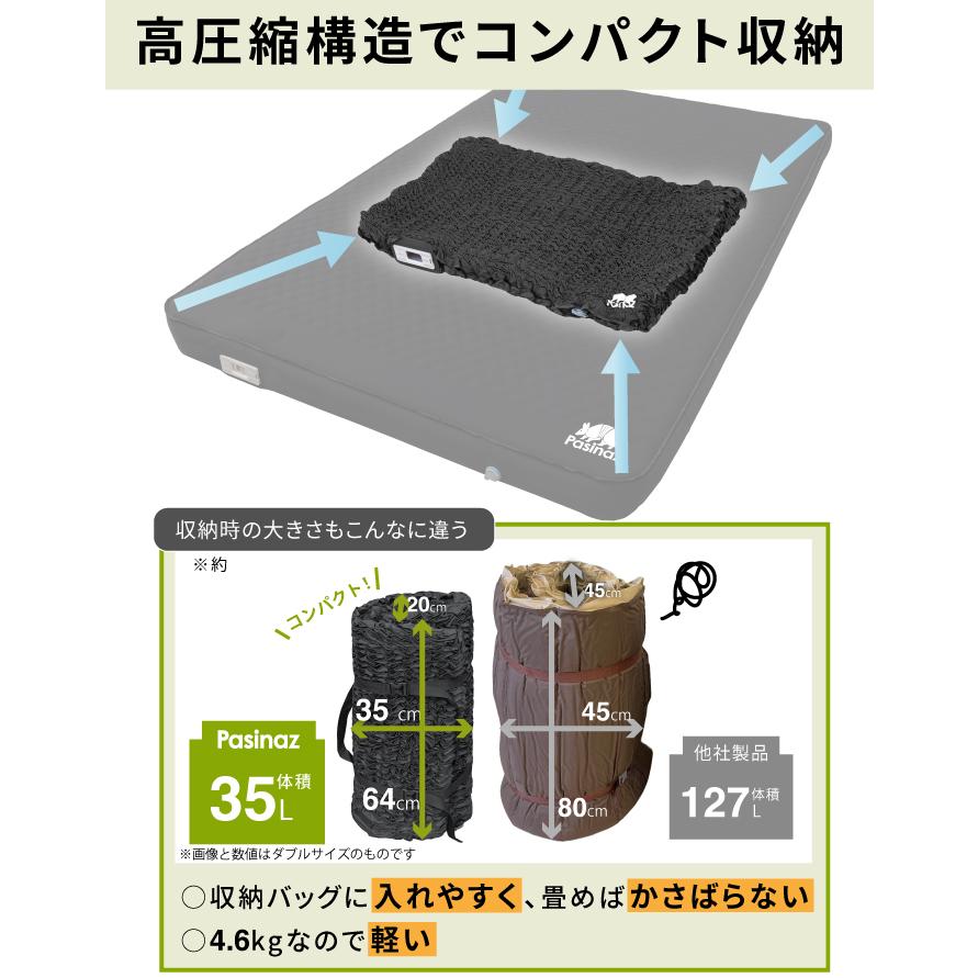 電動ポンプ内蔵 インフレーターマット ダブル 電動 厚手10CM キャンプ