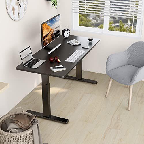 Lubvlook 電動式スタンディングデスク(幅120×奥行60) 無段階高さ調節昇降人間工学パソコンデスク， ブラック Lubvlook 電動式スタンディングデスク 幅120×奥行60 無段階高さ調節昇降人間工学パソコンデスク， ブラック