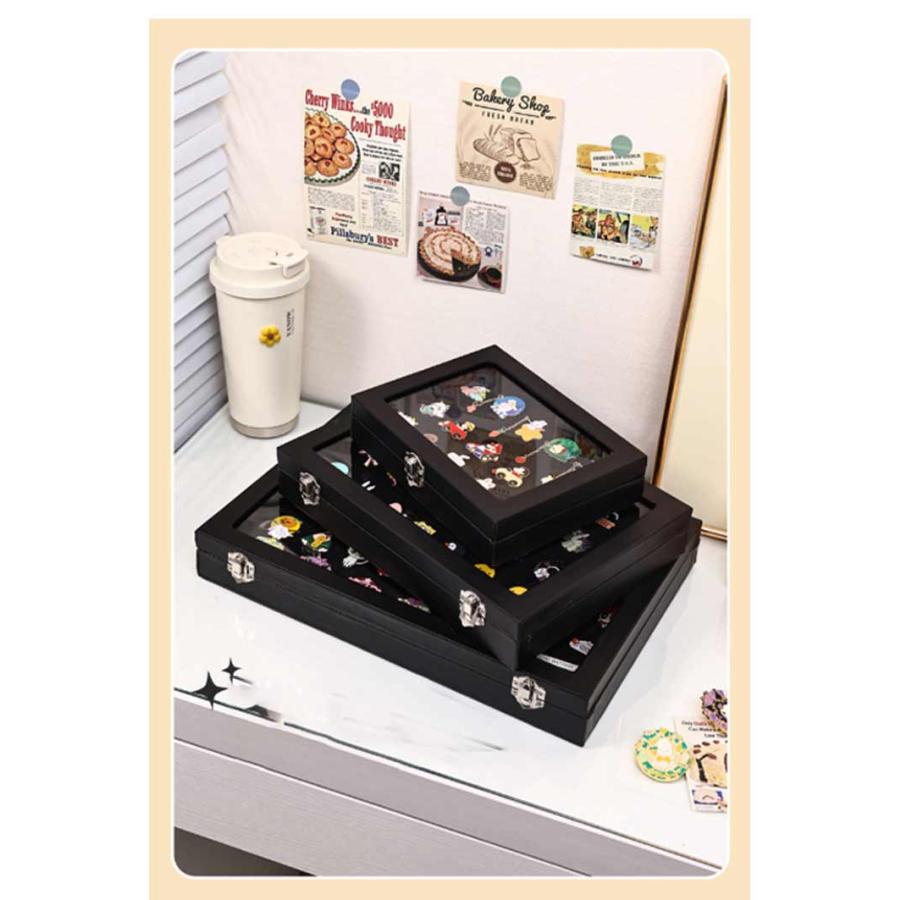 メダルディスプレイケース 木製 スタンド付き ピンバッジ 透明窓 ピン