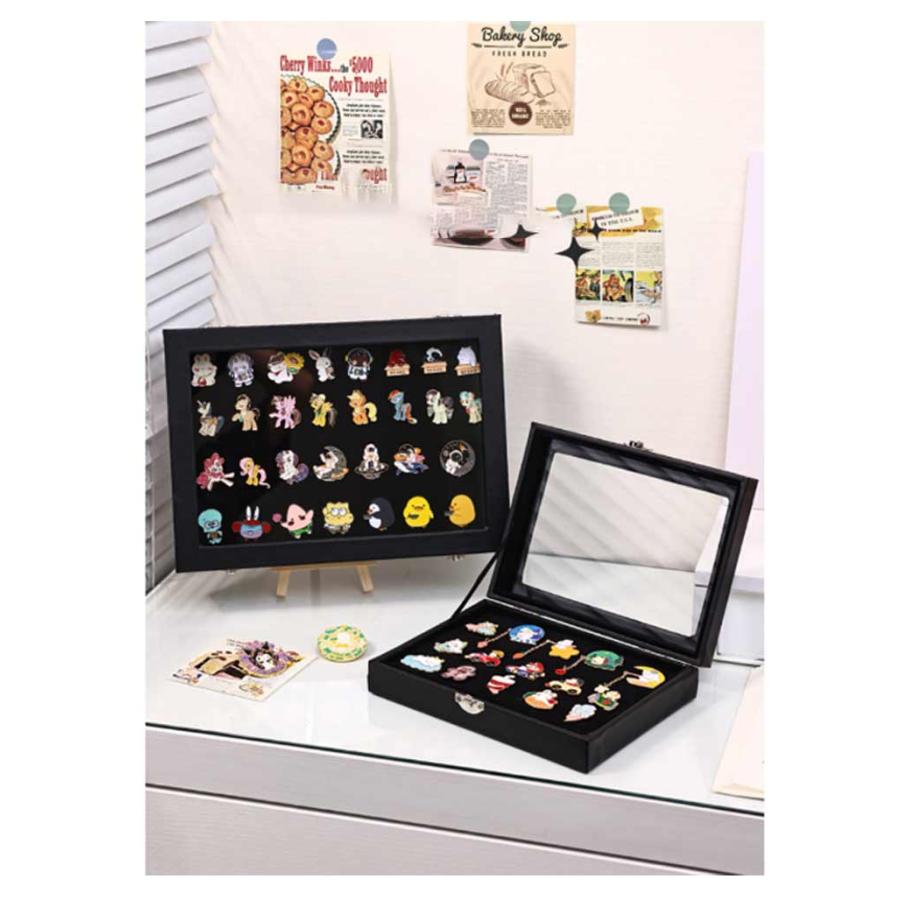 メダルディスプレイケース 木製 スタンド付き ピンバッジ 透明窓 ピン