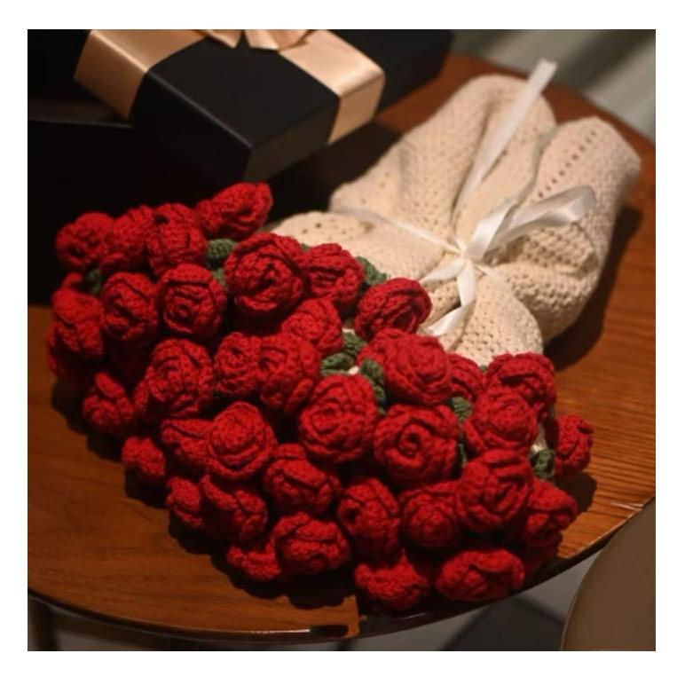 [耀綺ページ]いちごブランケット　フリルブランケット　薔薇ブランケット 花束ブランケット 完成品 昼寝用 110cm ニットブランケット ニット製