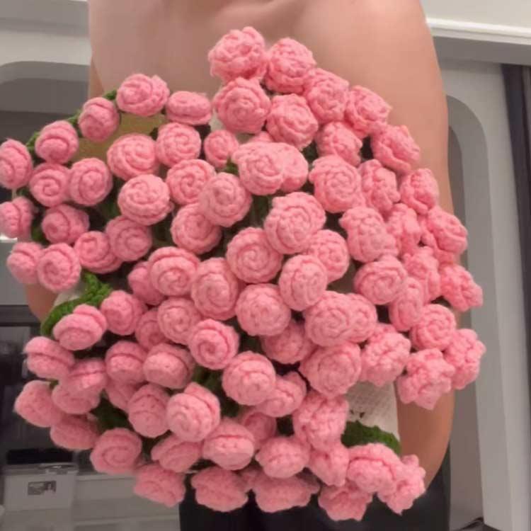 花束ブランケット 完成品 昼寝用 110cm ニットブランケット ニット製