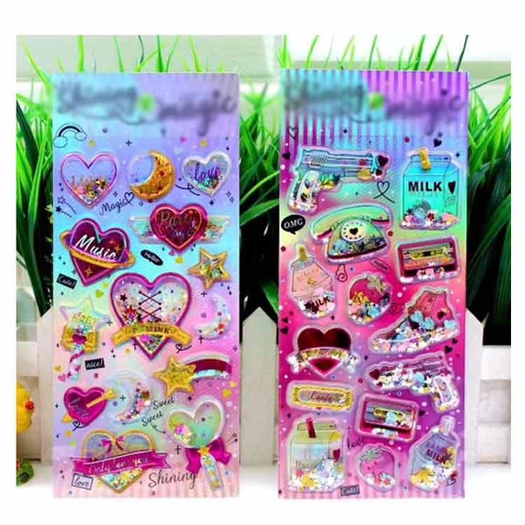 シール 小学生 【5枚セット】カプセルラメシール 女の子 SNS 立体