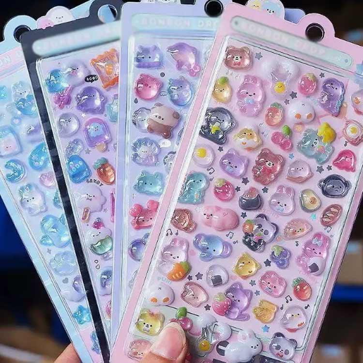 ごほうびシール 10枚セット 可愛い 立体 ぷくぷくシール 3dシール