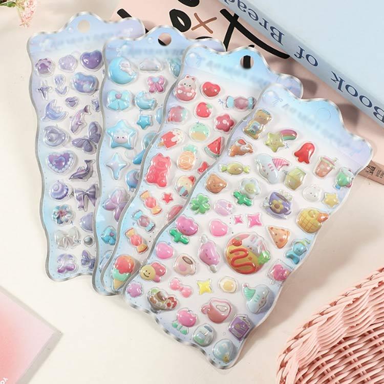 8枚セット】 立体シール ぷっくりシール 3D ぷくぷくシール おはじき