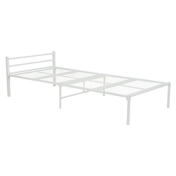 宮なし シングルベッド フレームのみ ホワイト 幅99cm 通気性 スチールパイプ製