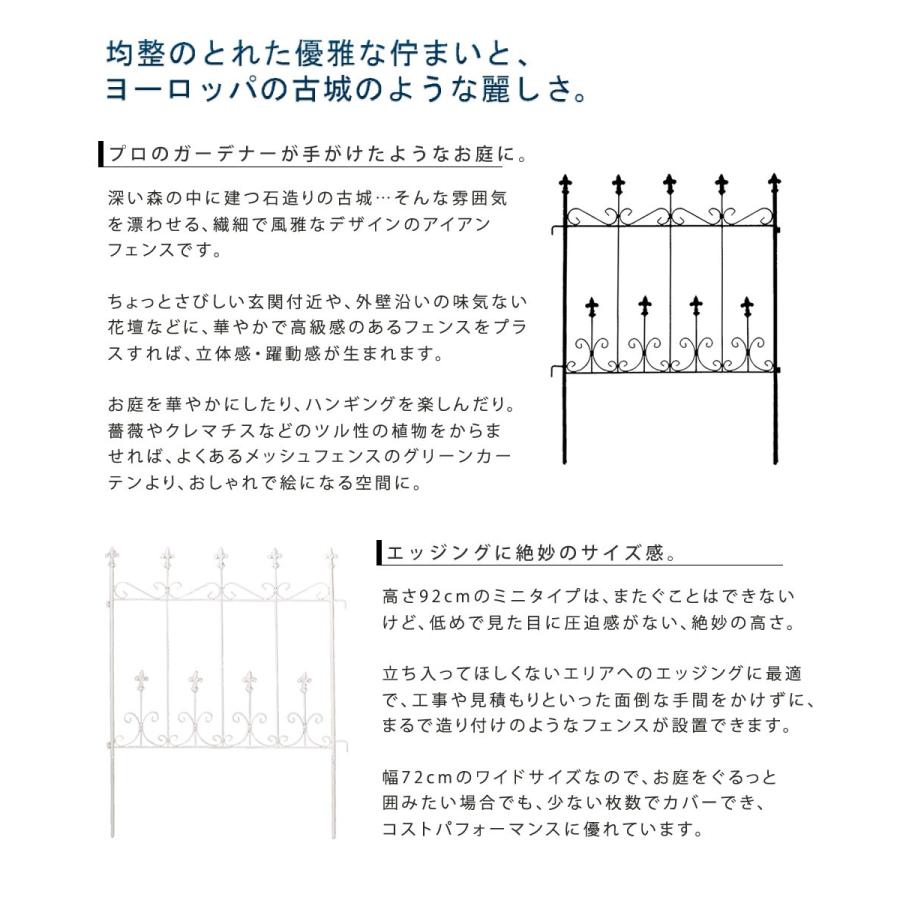 ガーデンフェンス おしゃれ フェンス diy 庭 柵 鉄製 埋め込み 低め アイアン ガーデン 鉄 ミニ ディスプレイ インテリア ガーデニング｜mdmoko｜03