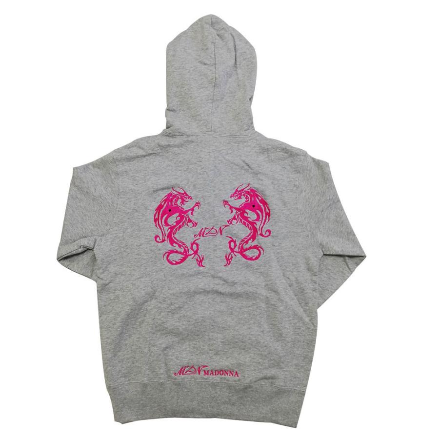 MDNマドンナ オリジナルドラゴンジップアップパーカー グレー 刺繍 定番 フード付 アパレル　パーカー MDNマドンナ オリジナルドラゴンジップアップパーカー グレー 刺繍