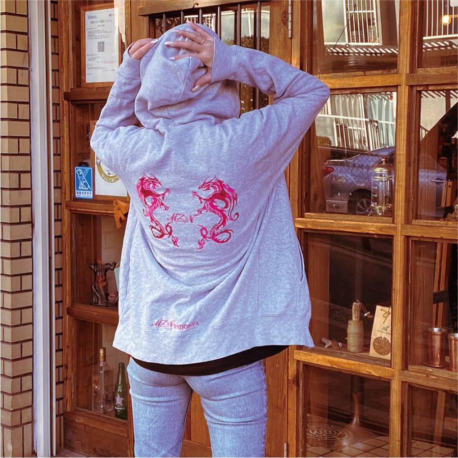 MDNマドンナ オリジナルドラゴンジップアップパーカー グレー 刺繍