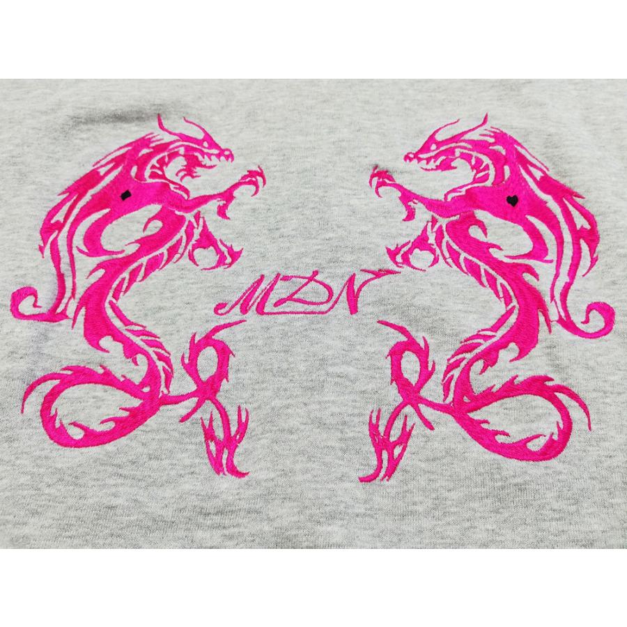 MDNマドンナ オリジナルドラゴンジップアップパーカー グレー 刺繍