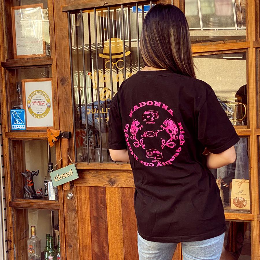 MDNマドンナオリジナルTシャツ ドラゴン 竜 龍 ブラック ピンク 半袖