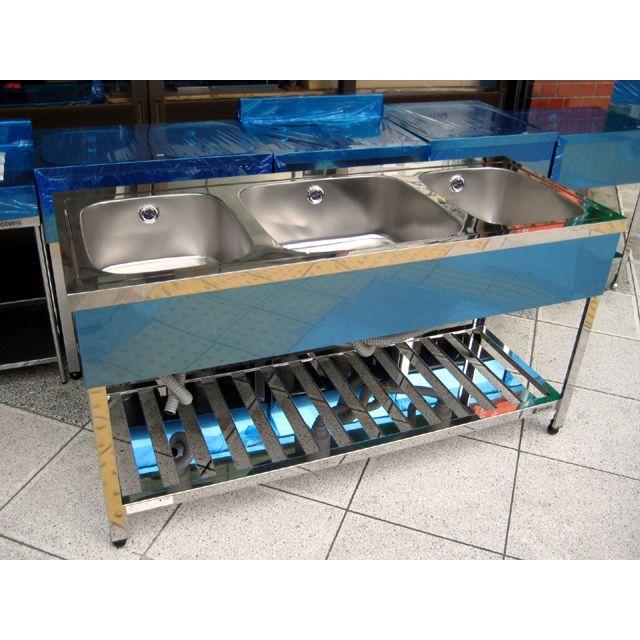 新品 [組立式] 業務用 ステンレス 3槽シンク（流し台 