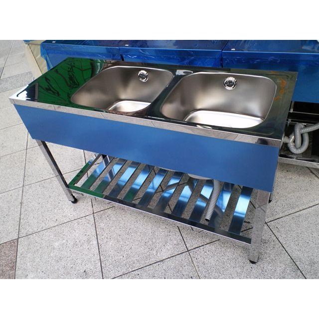 ステンレス　業務用　2層シンク流し台　蛇口付き　厨房　飲食店　W９００ｘD４５０ｘH８００ｍｍ 業務用 ステンレス 2槽シンク流し台 蛇口付き 店舗 飲食店 厨房