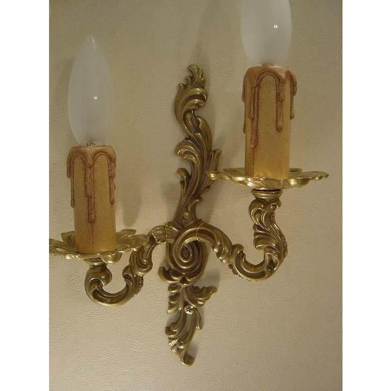 フランスアンティークスタイルのツインキャンドルブラケットライト